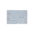 Navy White Curved Line Abstract Coil Bath Mat