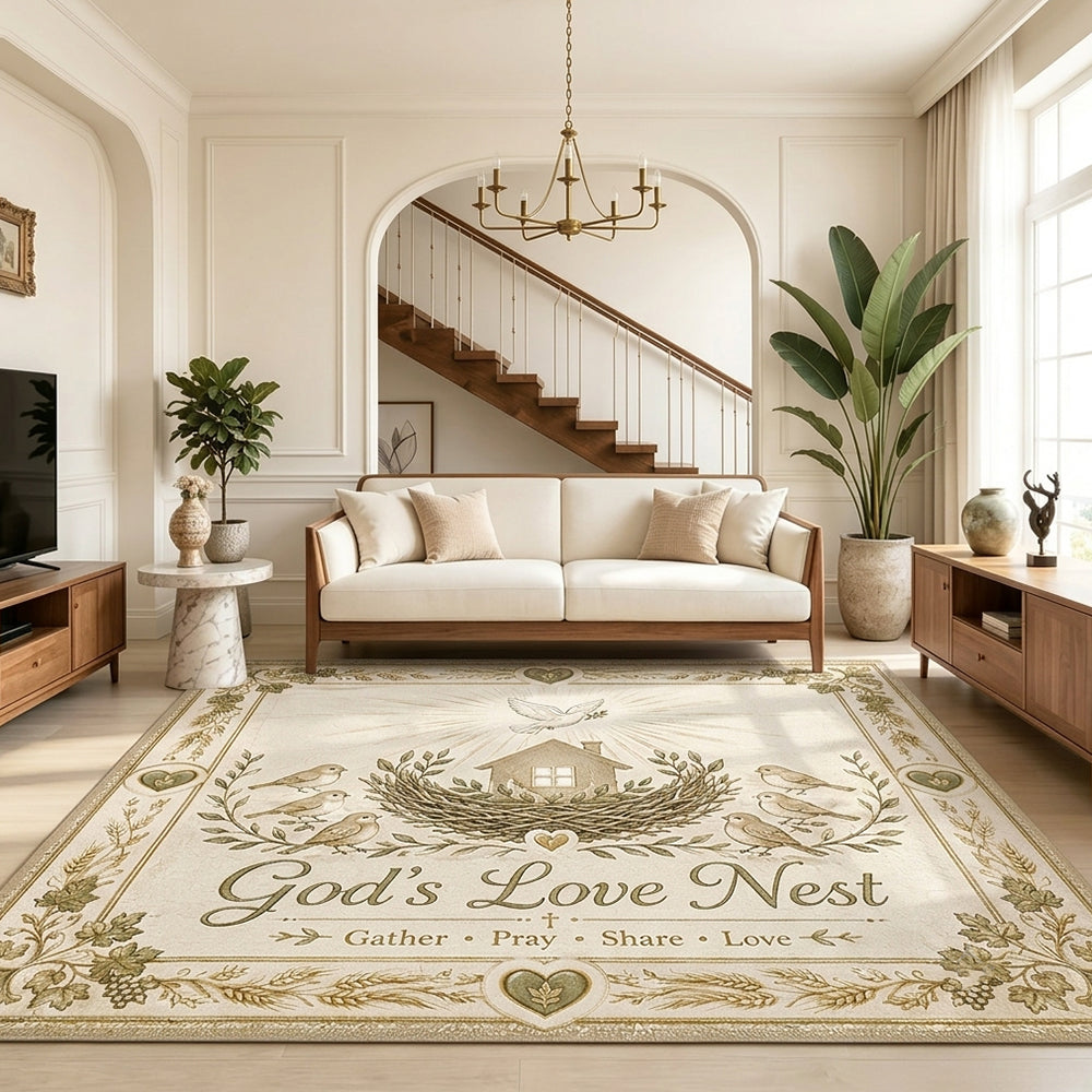 Nesthaven Cream Olive Green Rug