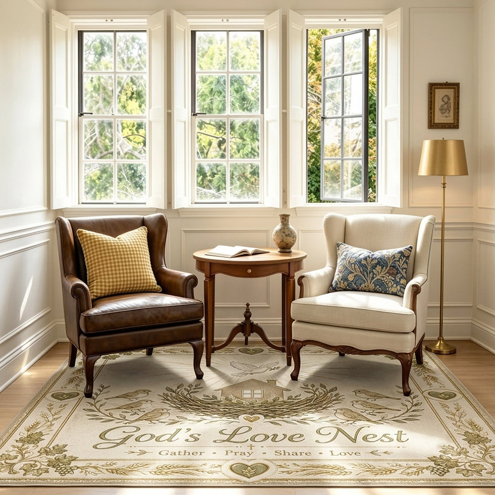 Nesthaven Cream Olive Green Rug