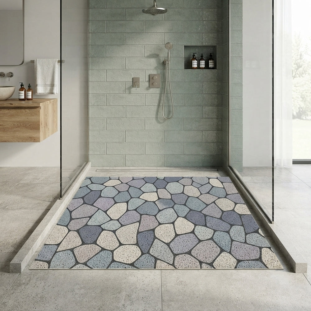 Neutral Grey Broken Terrazzo Coil Bath Mat