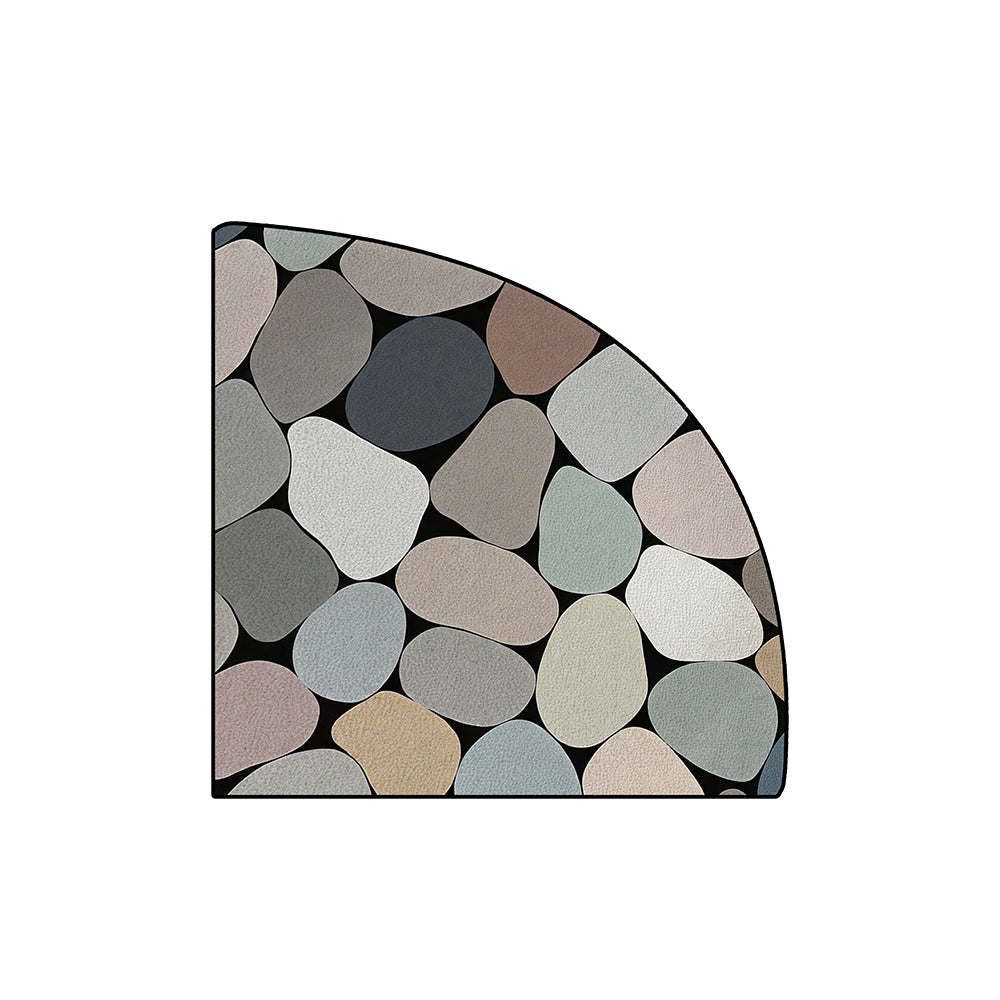 Neutral Multi Pebble Round Coil Bath Mat