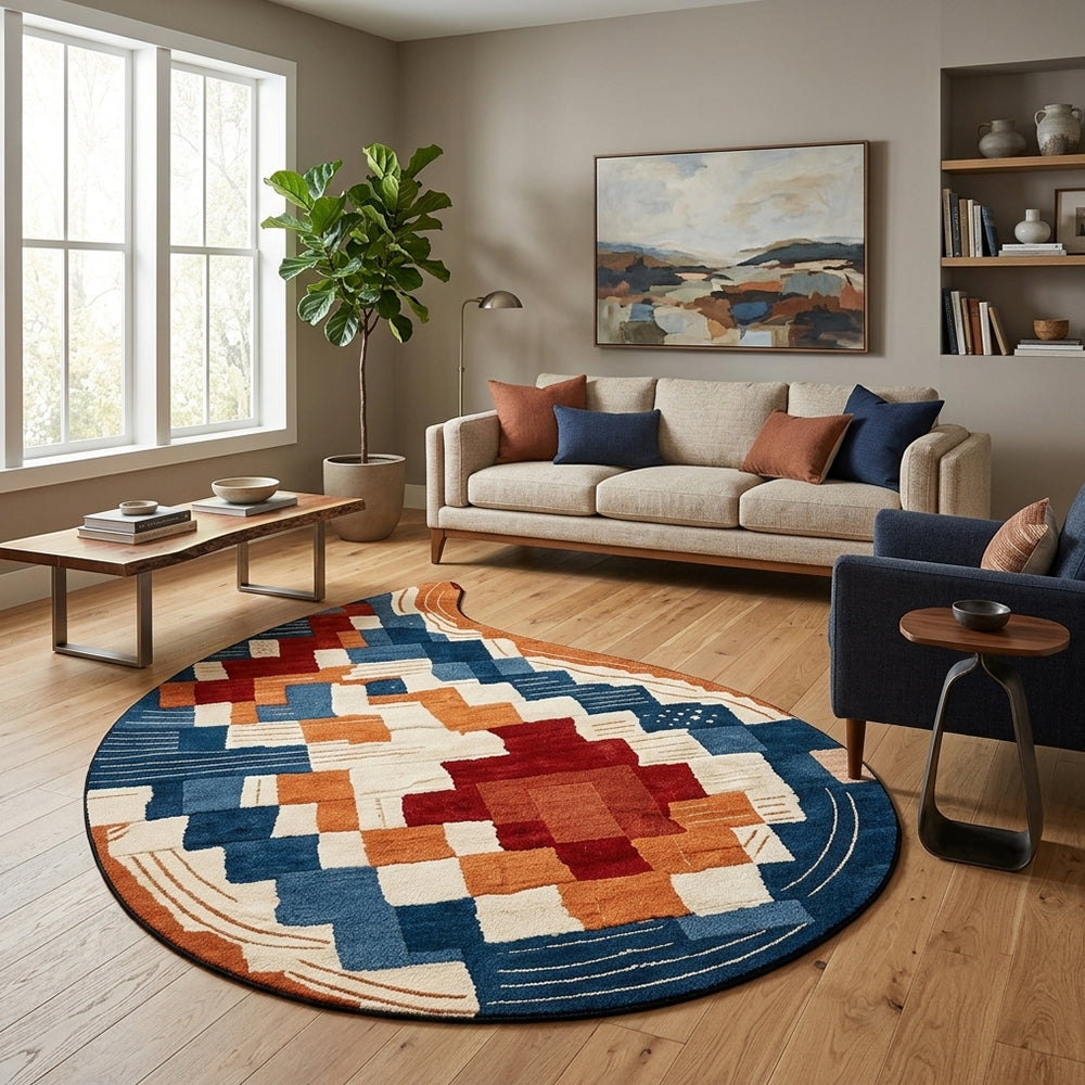 Nur Cream Ivory Deep Navy Rug