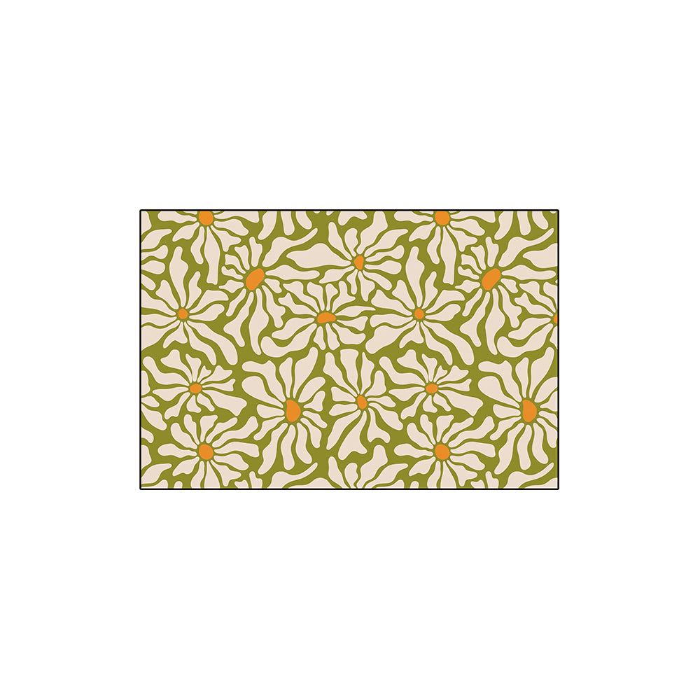 Olive Green Abstract Daisy Coil Bath Mat