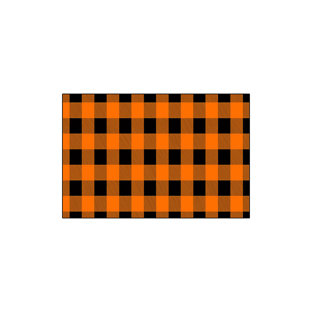 Orange Black Plaid Check Coil Entrance Mat