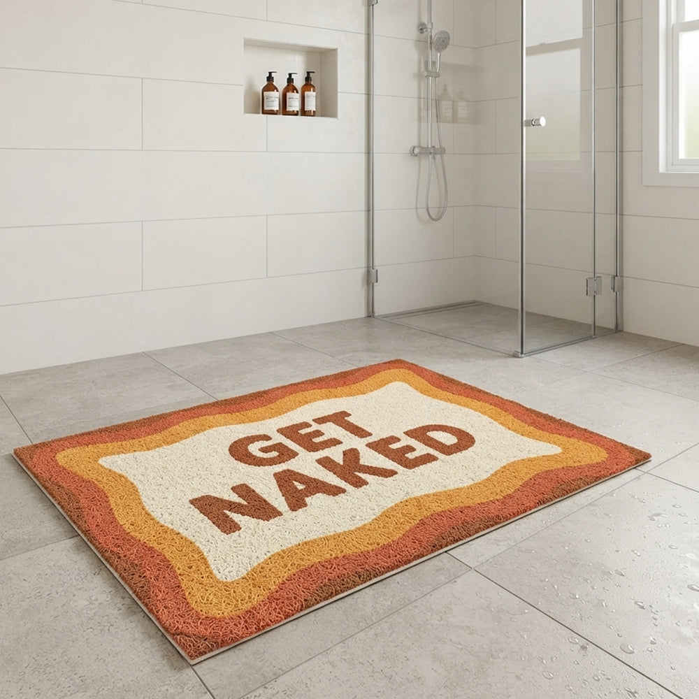 Orange Wavy Triple Layer Border Coil Bath Mat