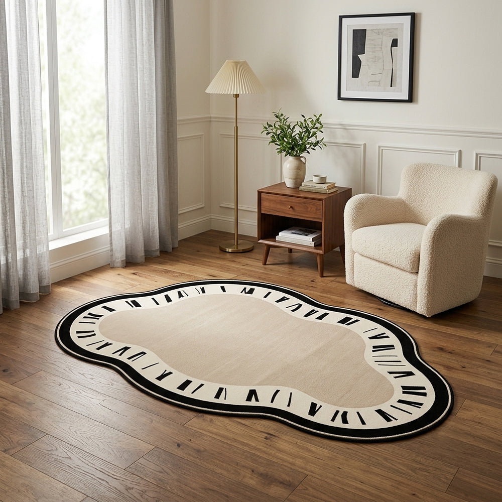 Orin Beige Black Cloud Melting Clock Rug