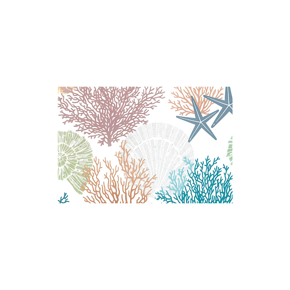 Pastel Multi Color Coral Starfish Shell Coil Bath Mat