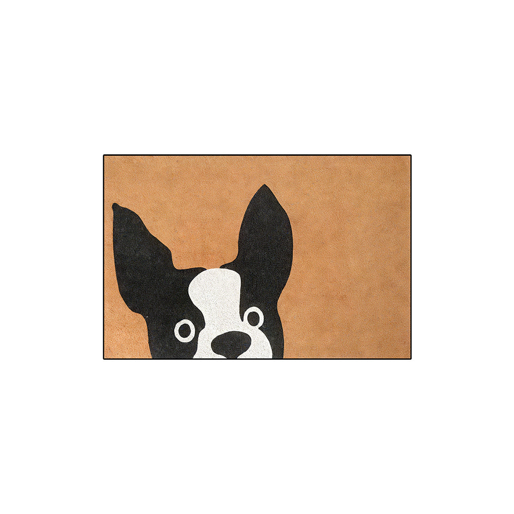 Peeking Boston Black and White Dog Coil Entrance Mat