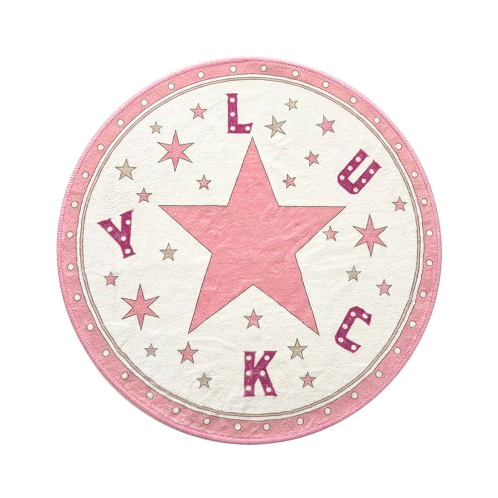 Pink Lucky Star Round Rug