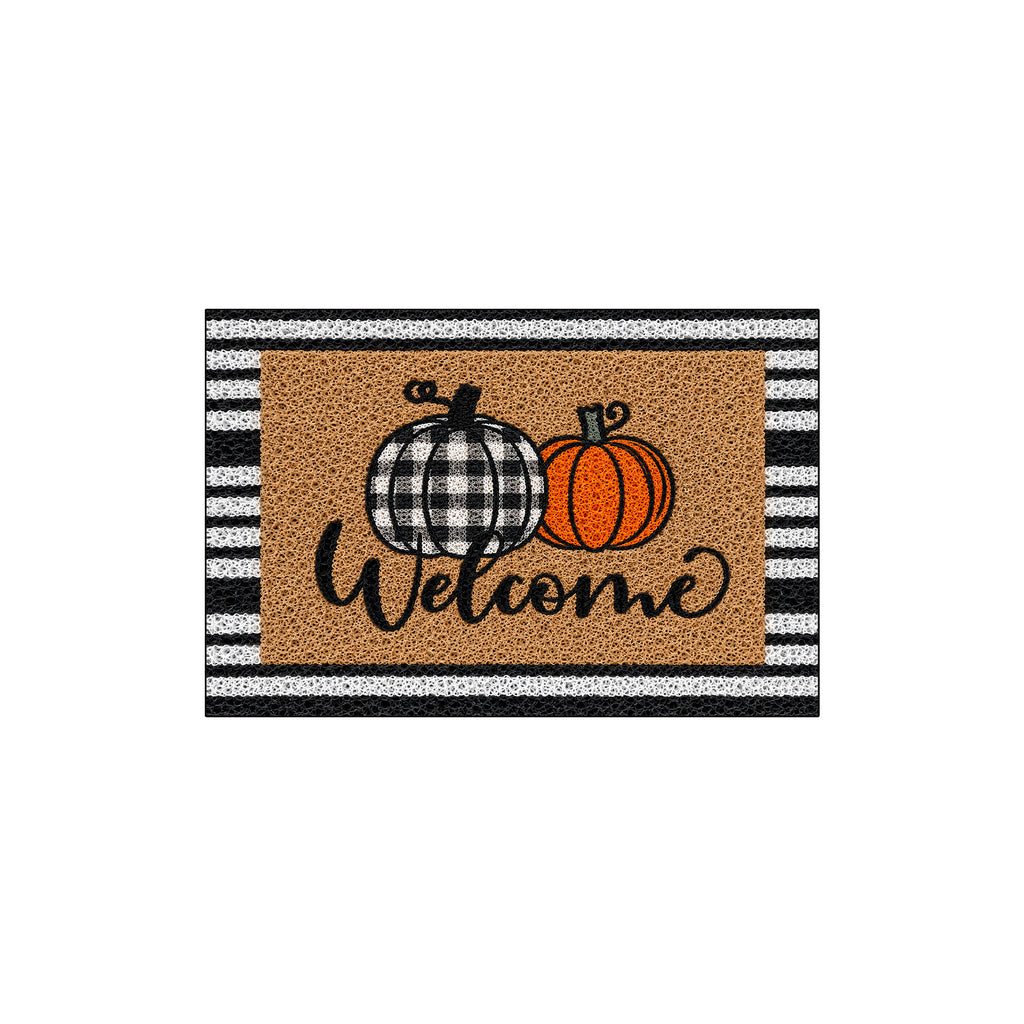 Plaid Pumpkin Coil Entrance Mat