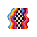 Rainbow Wavy Checkerboard Rug