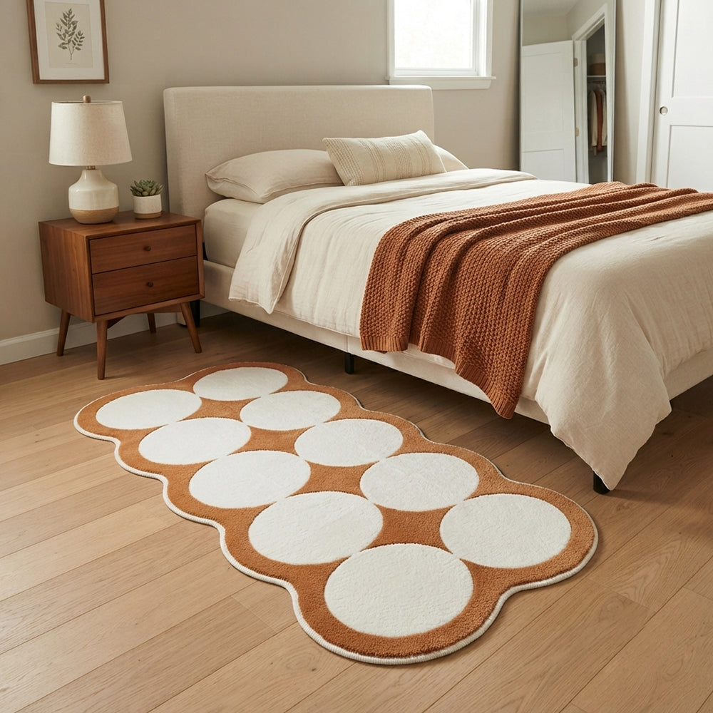 Rania Warm Terracotta Pure White Geometric Rug