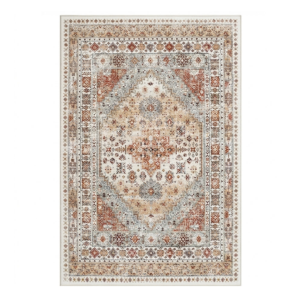Ravian Ivory Terracotta Multi-Band Rug