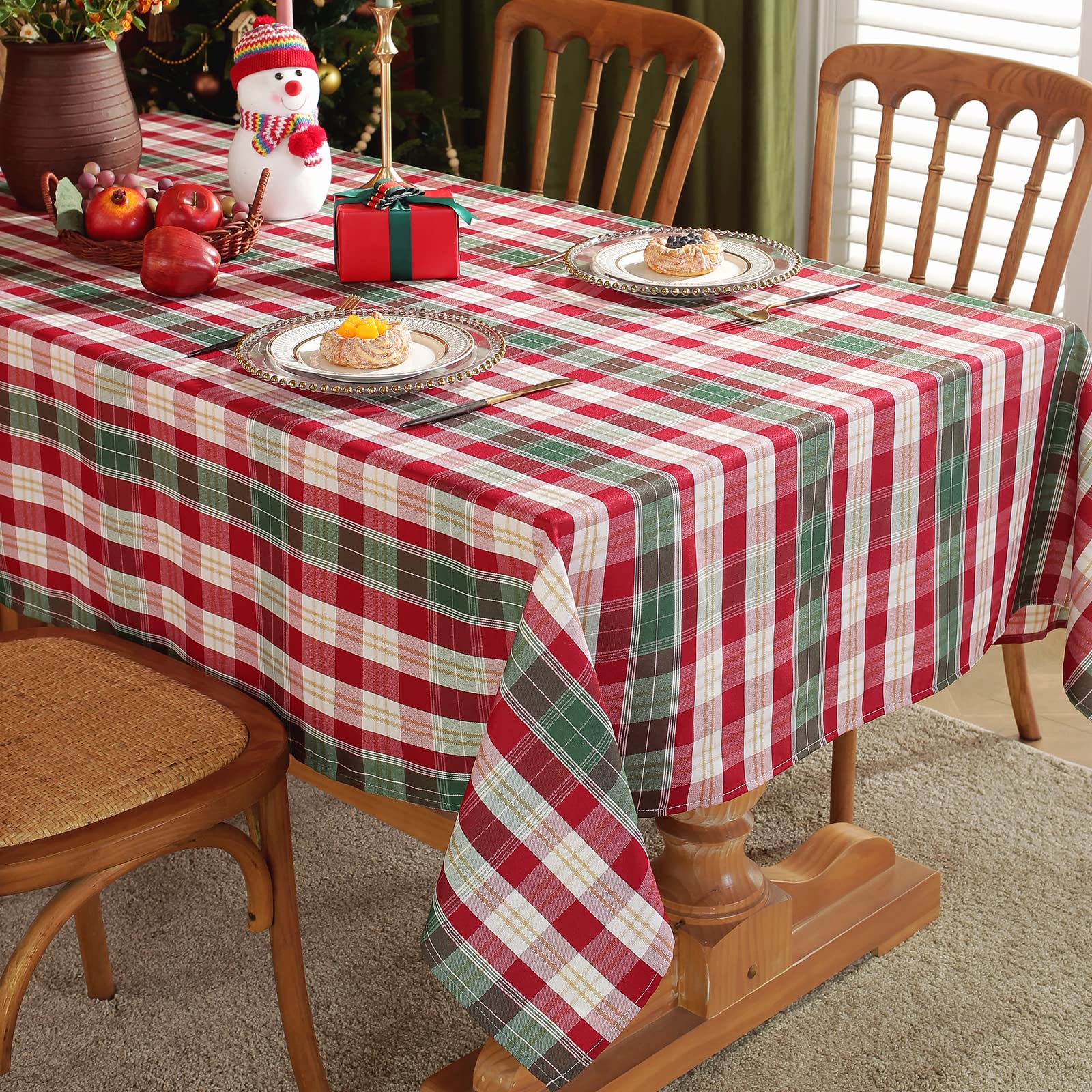 Red Green Plaid Christmas Tablecloth