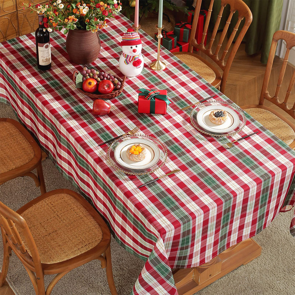 Red Green Plaid Christmas Tablecloth
