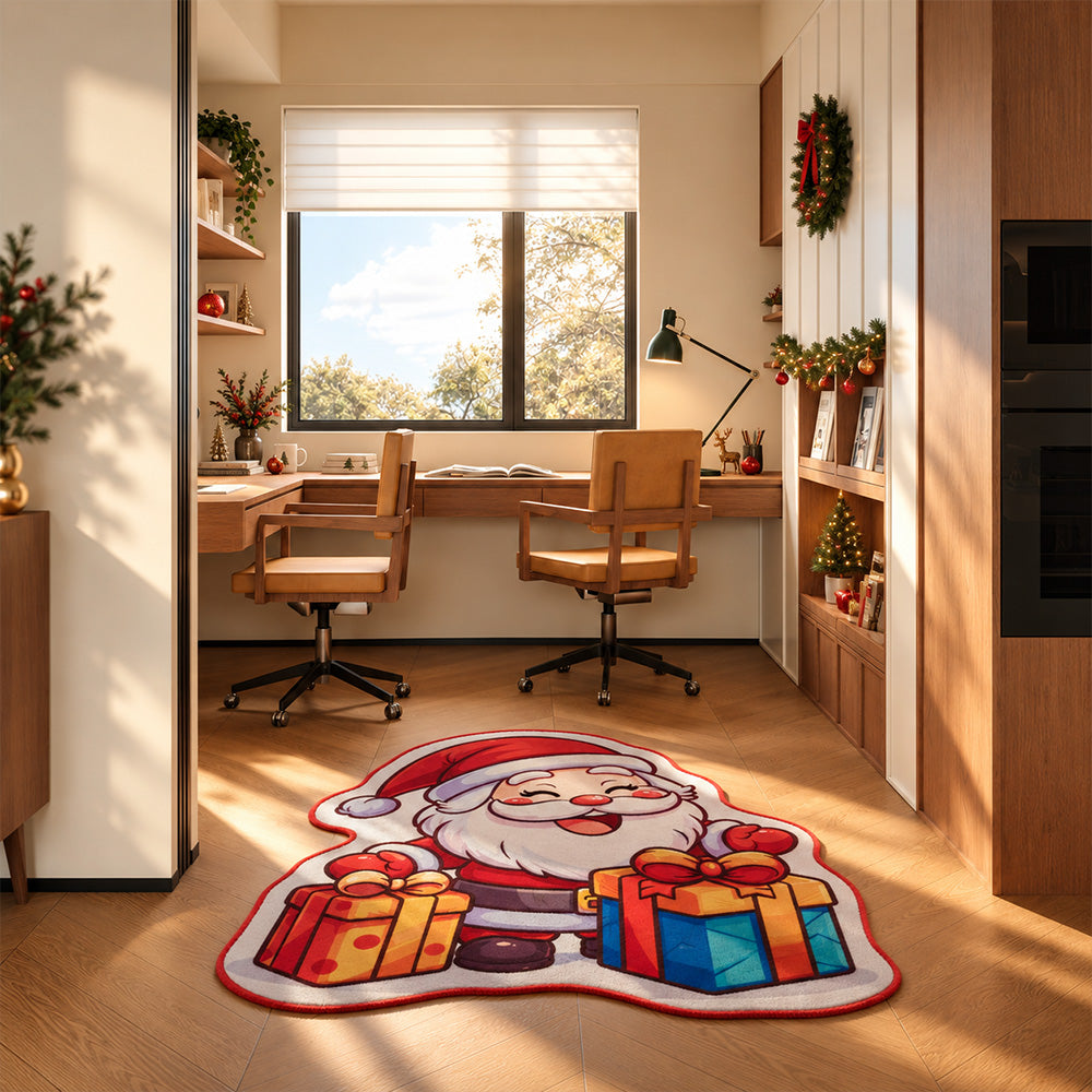 Red Piped Border Santa Claus Rug