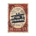 Red Vintage Postage Stamp Rug