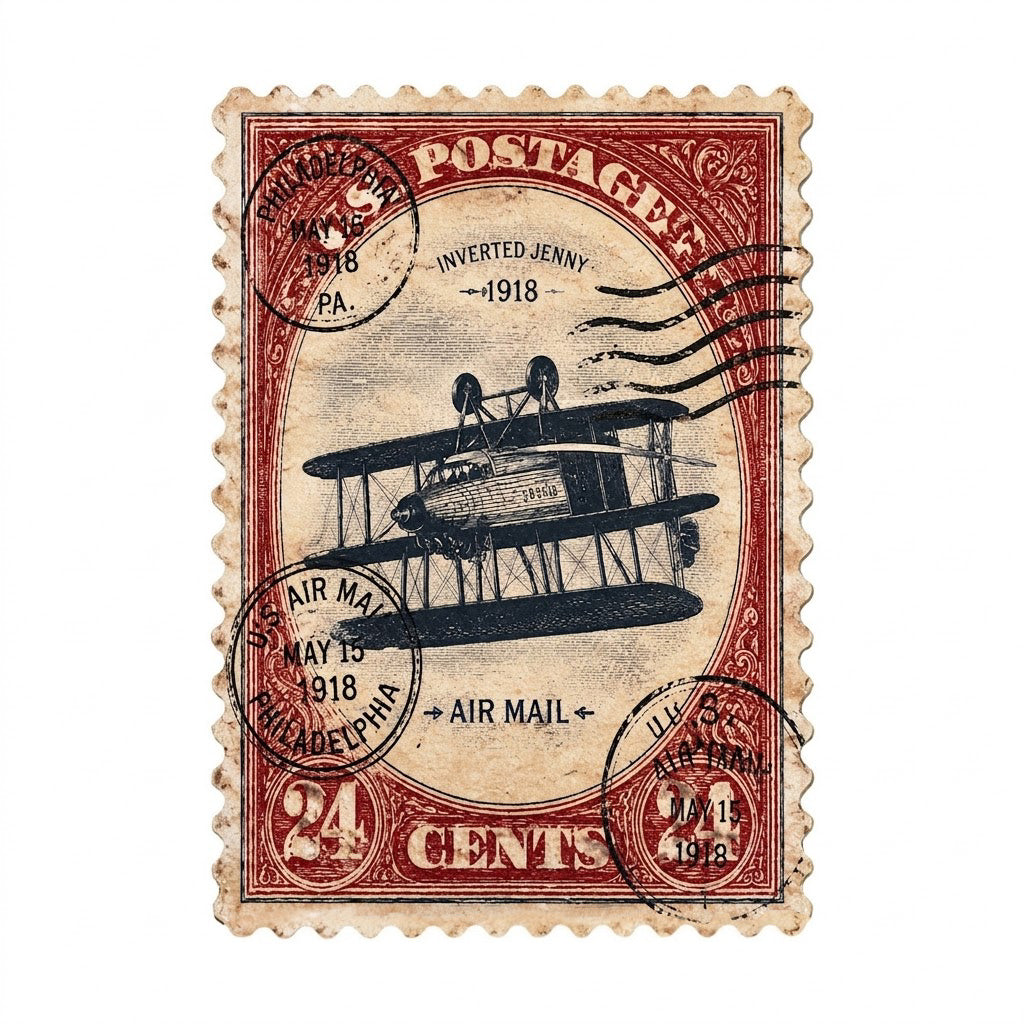 Red Vintage Postage Stamp Rug