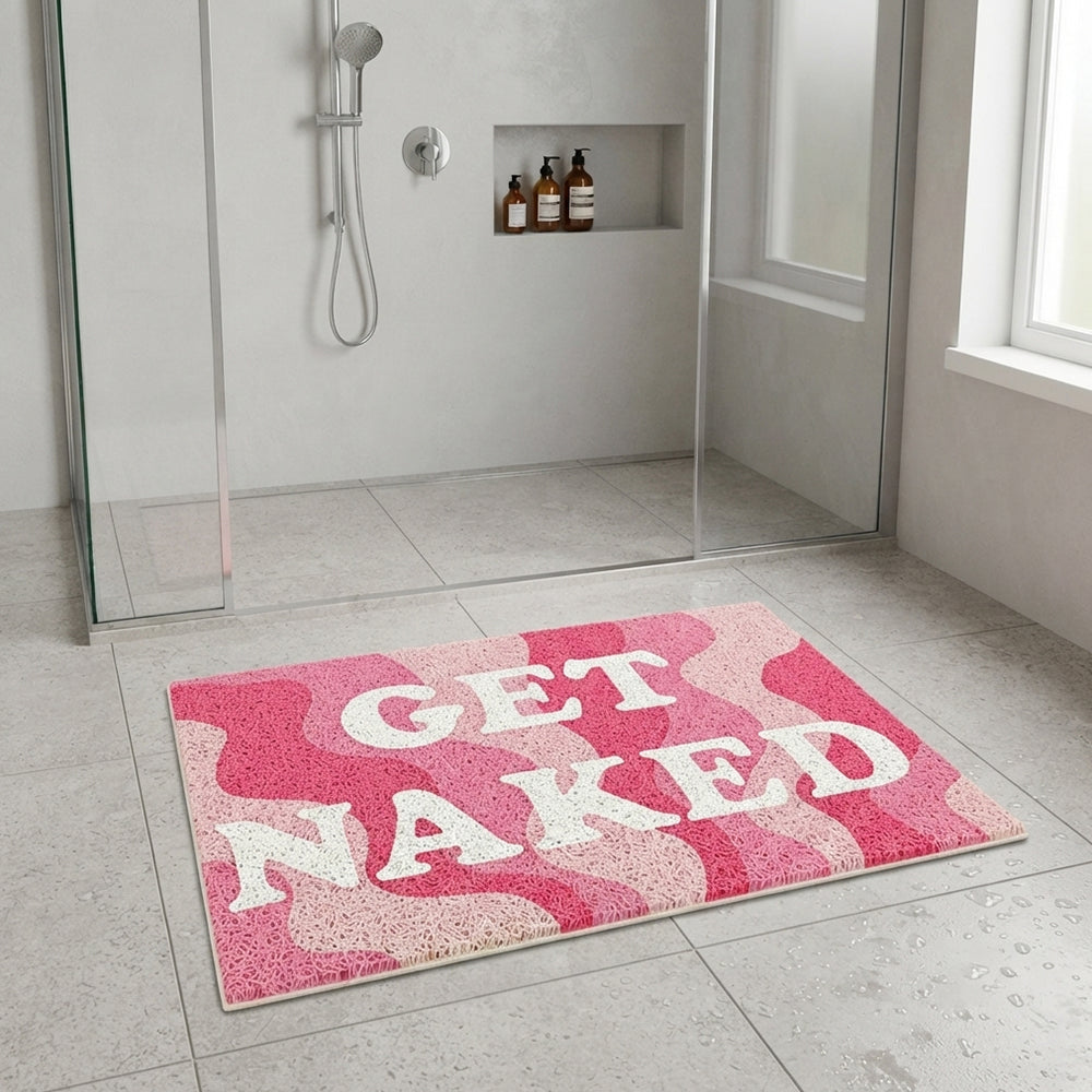 Retro Pink Wavy Fluid Coil Bath Mat
