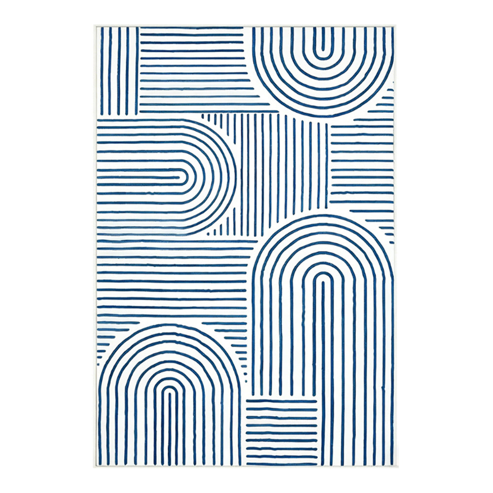 Riven Pure Ivory Navy Blue Rug