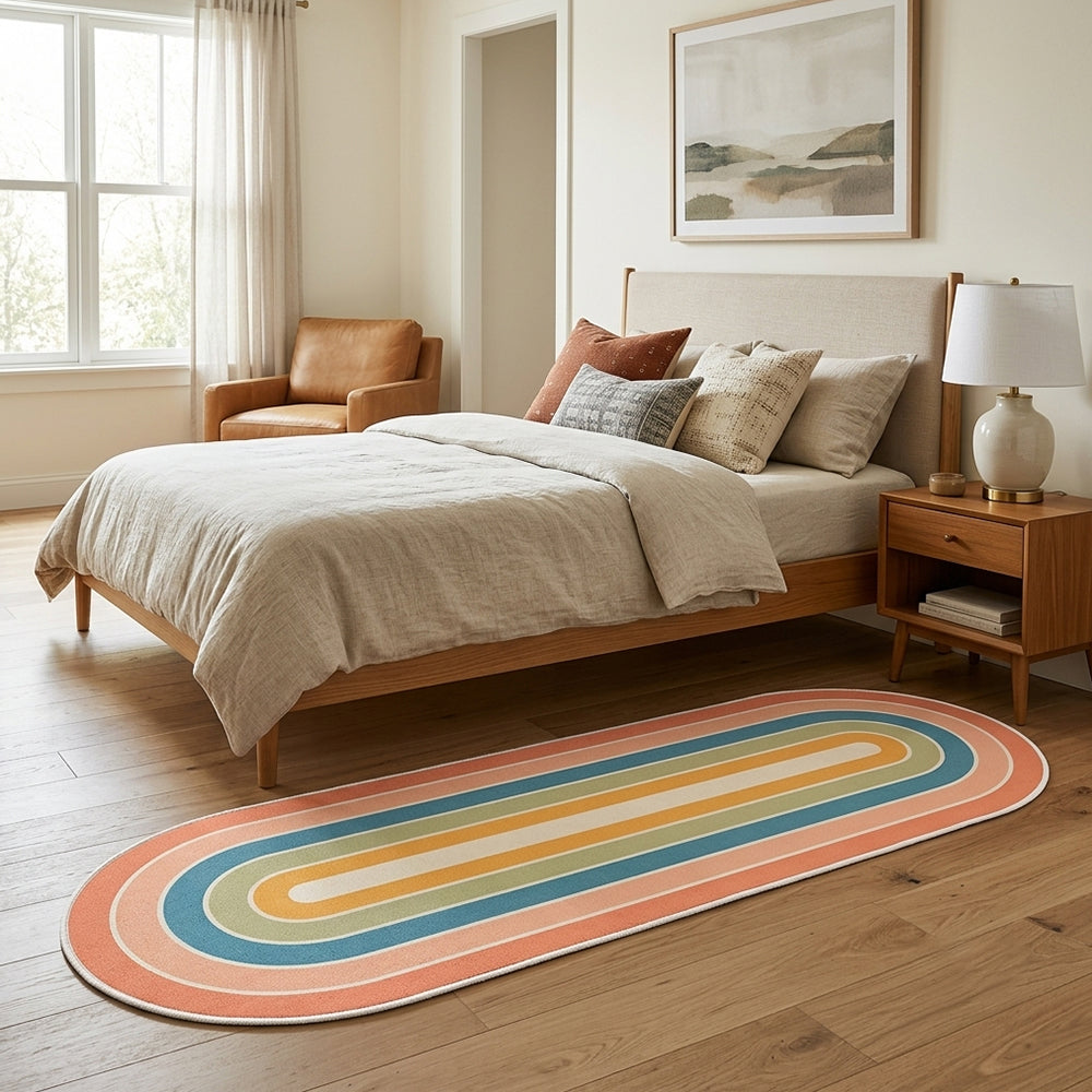 Rohanna Retro Multi Pastel Layer Oval Rug