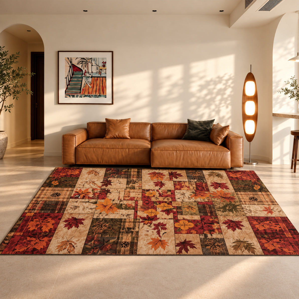 Rowan Rust Red Tan Maple Rug