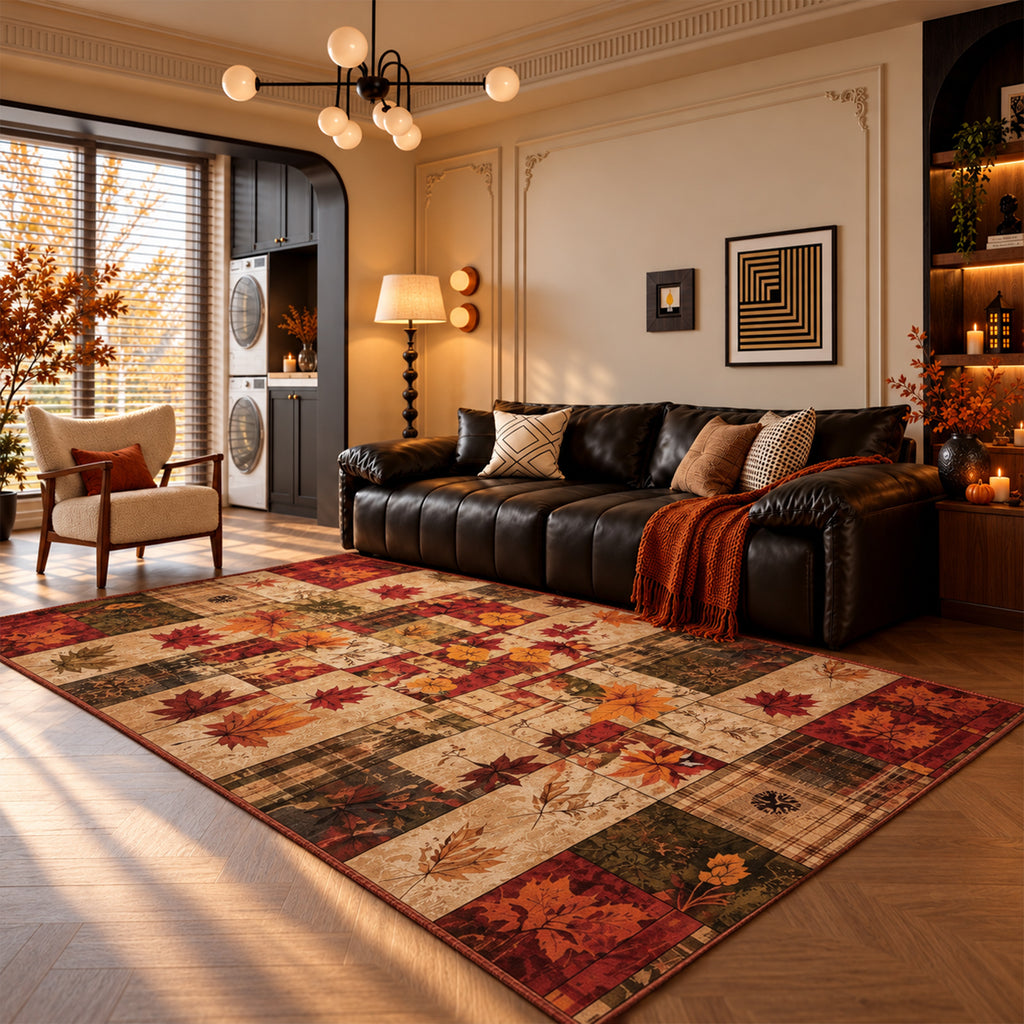Rowan Rust Red Tan Maple Rug