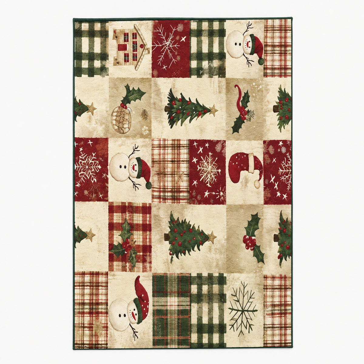 Ryvana Red Green Patchwork Rug
