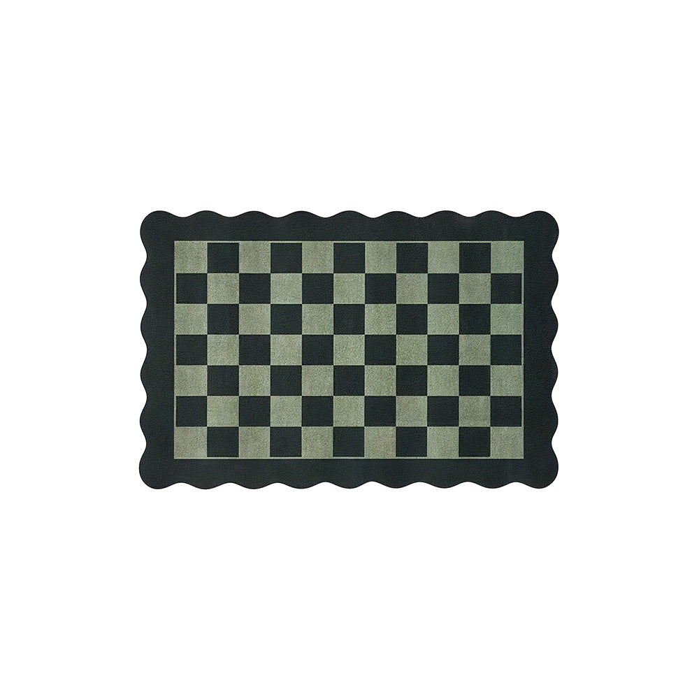 Sage Black Checkerboard Coil Entrance Mat