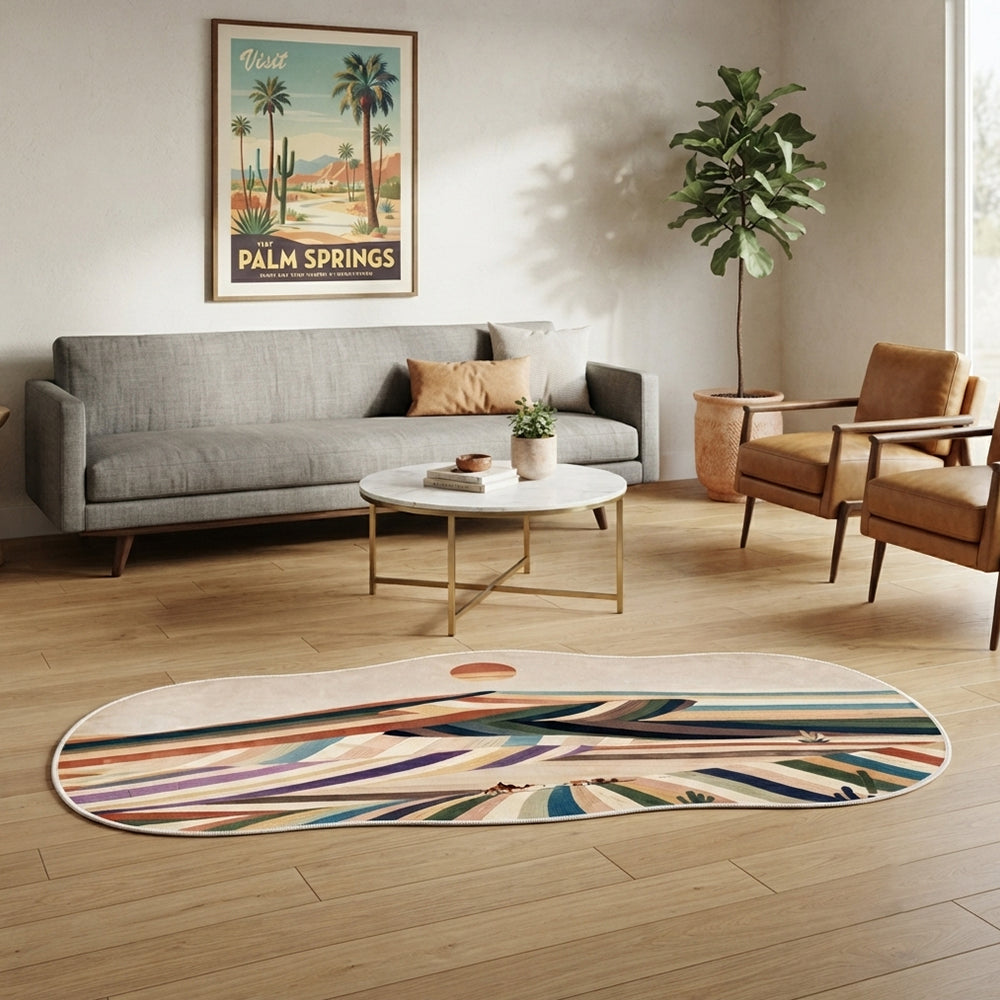Sahil Multi Retro Striped Desert Camel Rug