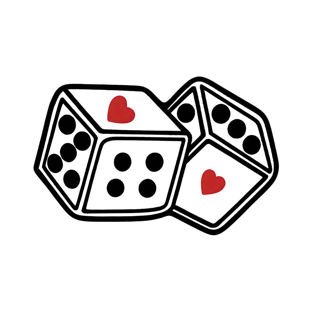Samara Pure White Black & Red Heart Dice Rug