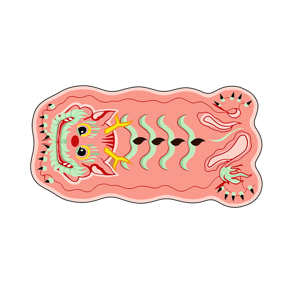 Soft Coral Pink Pale Mint Lion Rug
