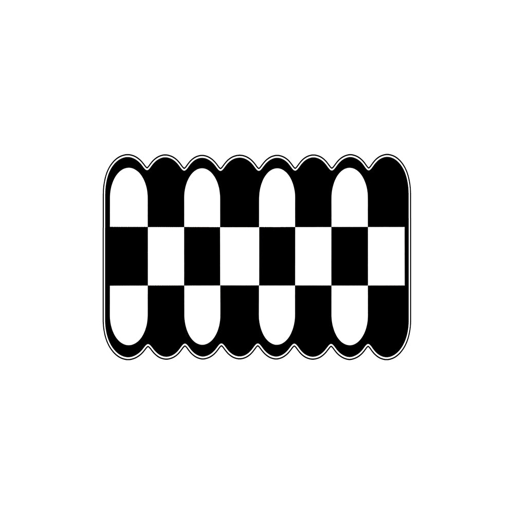 Scalloped Black White Checker Coil Entrance Mat