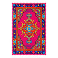 Pink Scalloped Wavy Border Medallion Rug