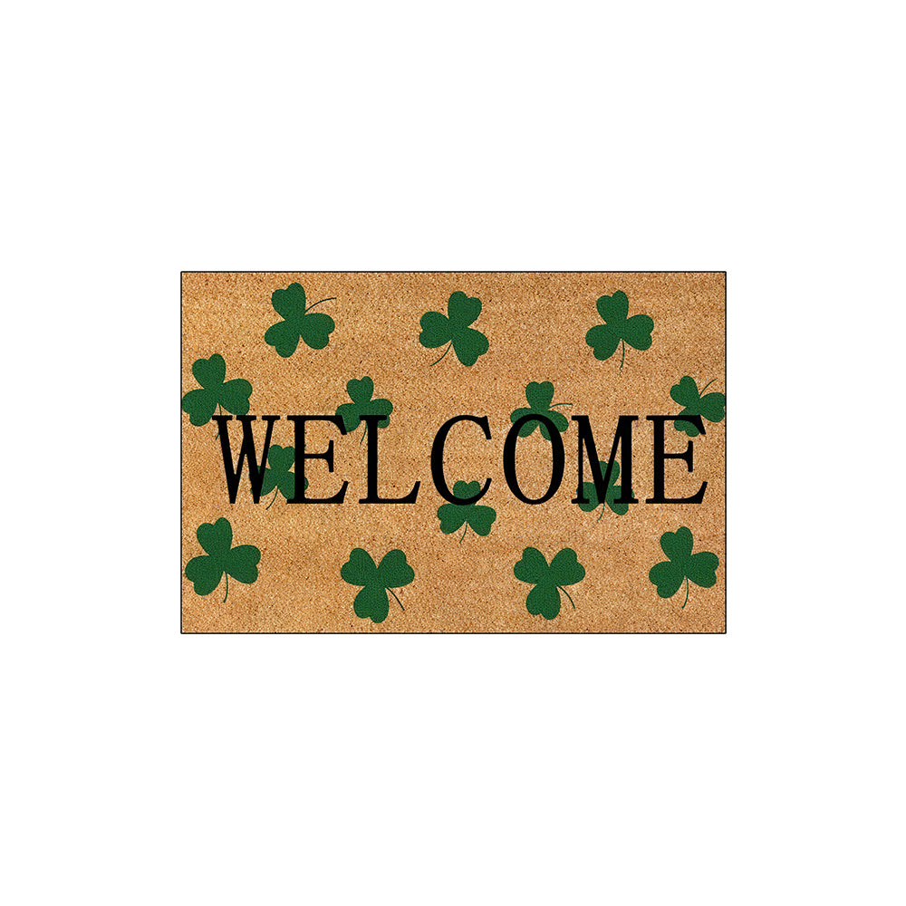 Scattered Green Shamrock Coil Entrance Mat