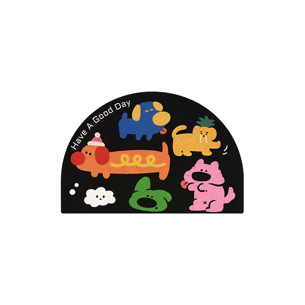 Semicircle Cute Multicolor Dog Coil Entrance Mat