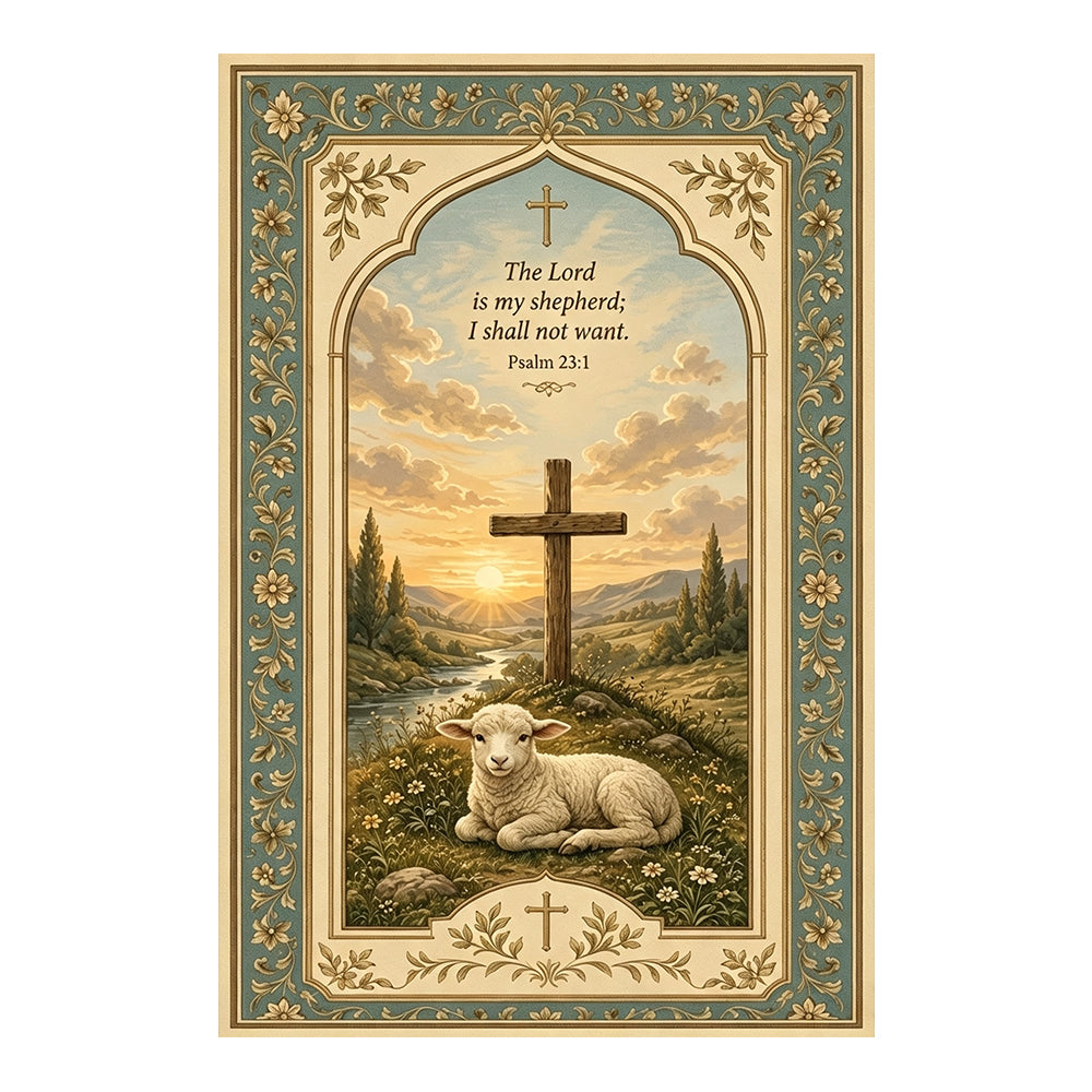 Shepherd Lamb Sage Blue Christian Rug