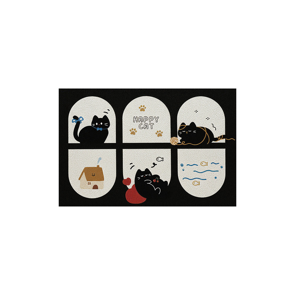 Six Grid Arch Window Black Cat Coil Entrance Mat