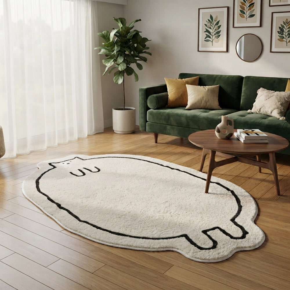 Sorren Ivory Thin Line Chubby Cat Rug