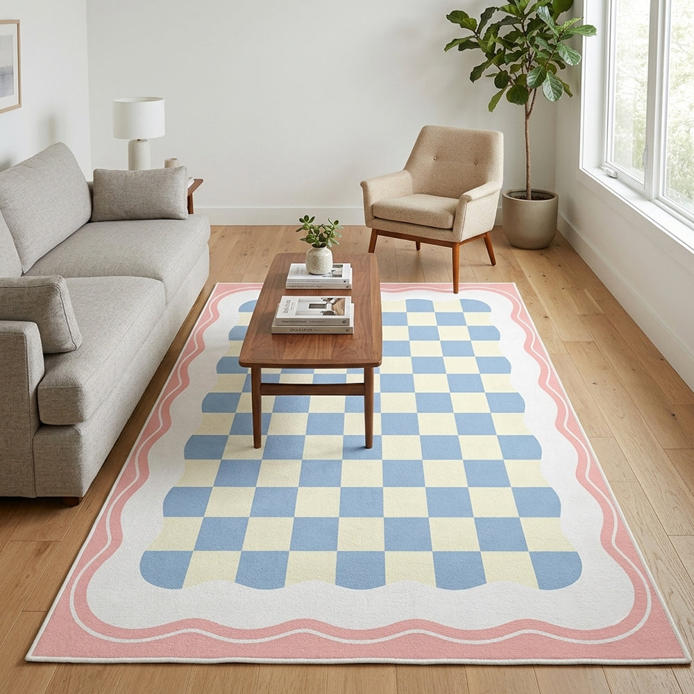 Pastel Baby Blue Cream Rug