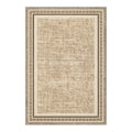 Talus Beige Brown Distressed Grid Rug