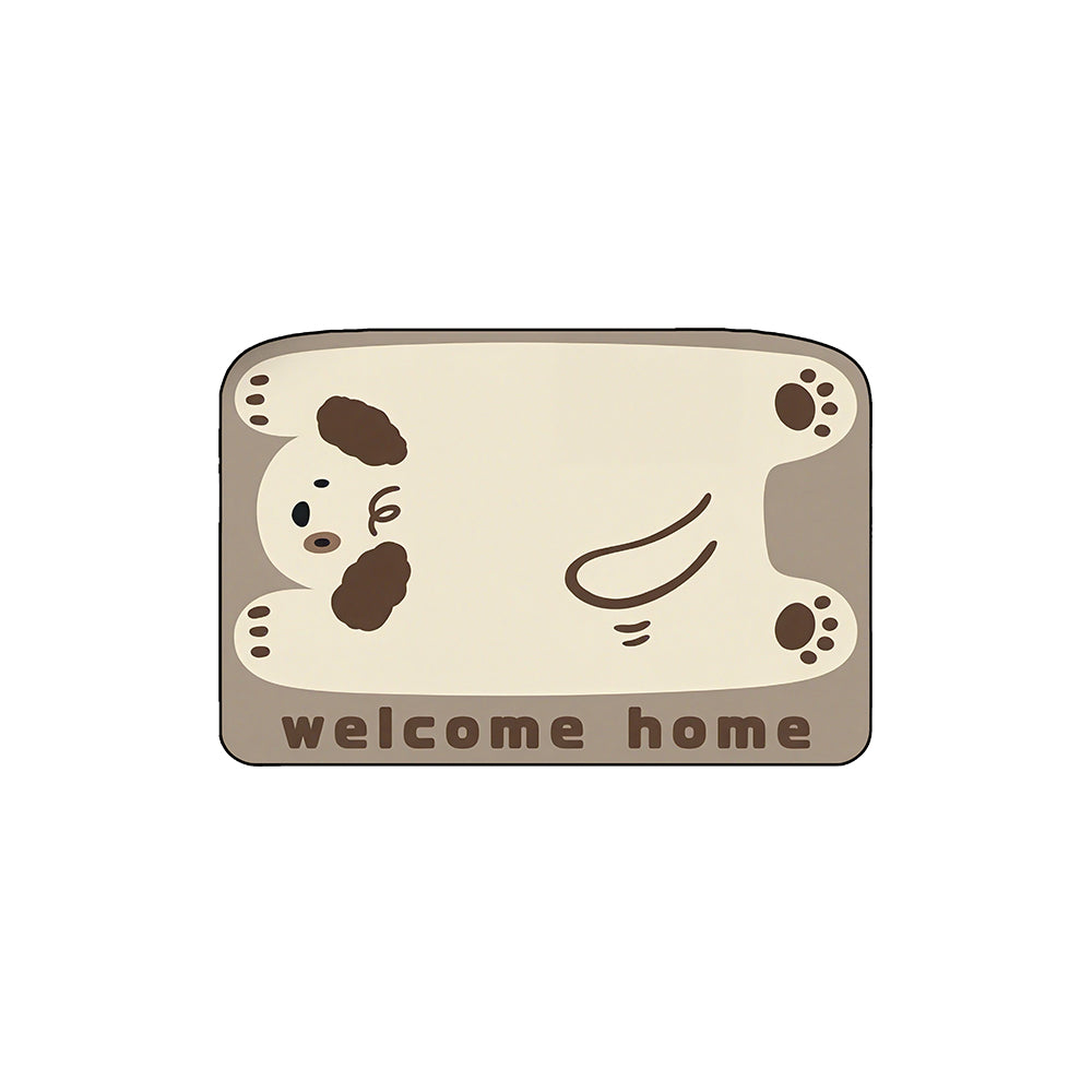 Taupe Cartoon Dog Two-Tone Coil Entrance Mat