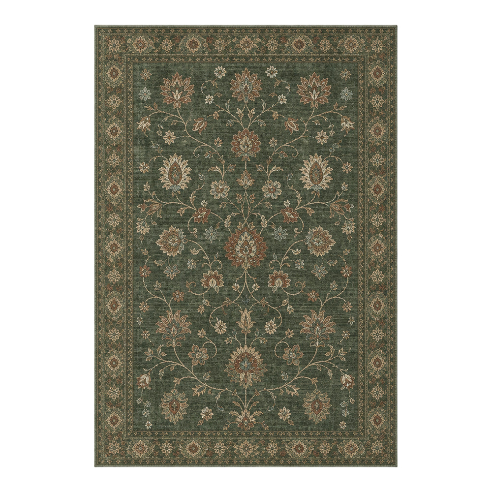 Thalyn Deep Sage Terracotta Cream Floral Rug
