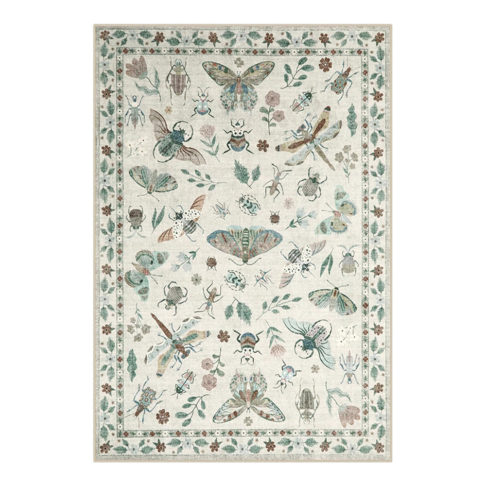 Thorn Ivory Sage Moss Dusty Insect Rug