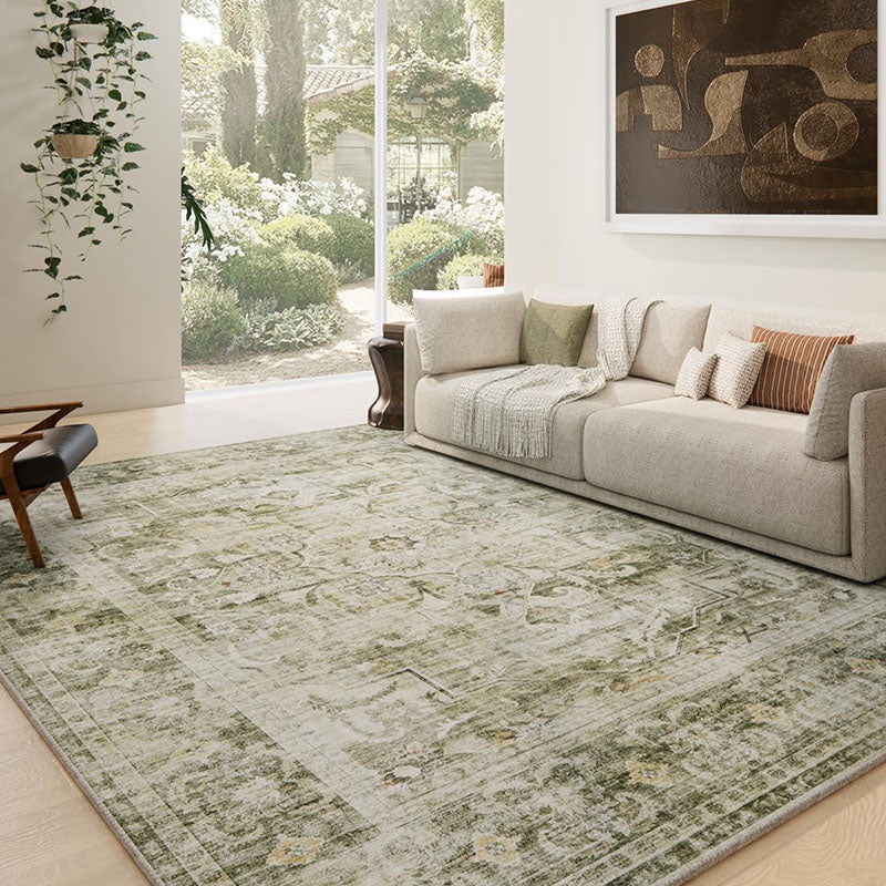 Vaelth Dusty Olive Sage Cream Taupe Rug