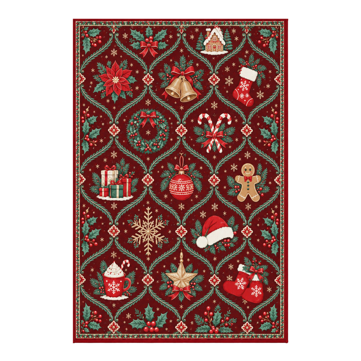 Vale Burgundy Red Green Rug