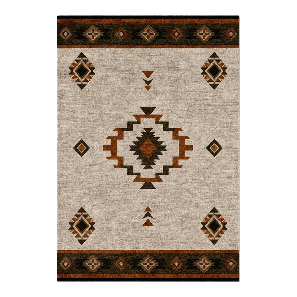 Vanto Light Oat Rust Diamond Medallion Rug