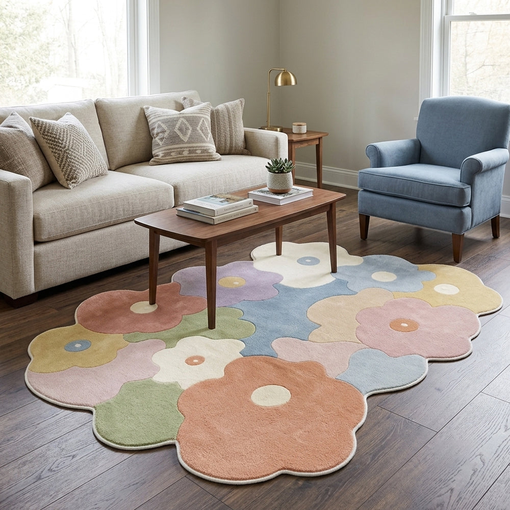 Vera Multi Muted Pastel Flower Rug
