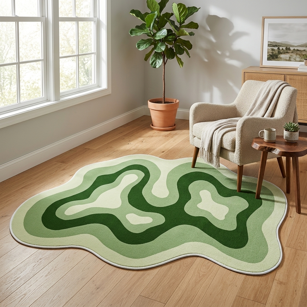 Vian Multi Gradient Green Twin Contour Rug