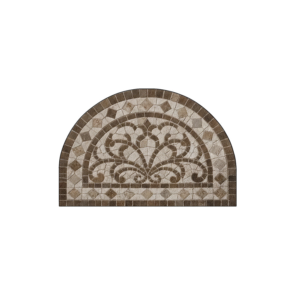 Vintage Mosaic Scroll Floral Multi Stone Coil Entrance Mat